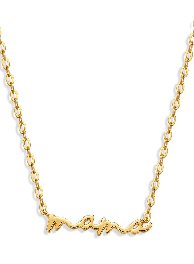 Moodear Dainty Small Mama Necklaces for Women - 18K Gold Plated Mom Chain Pendant Necklace for Mother's Day Gifts for New Mom Gifts - Image 1